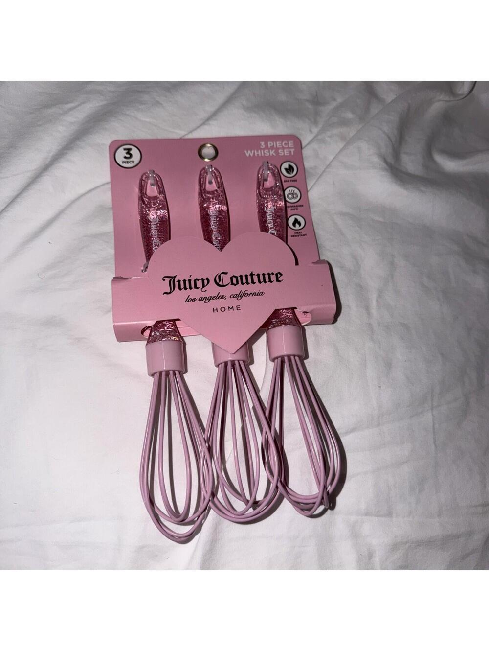 JUICY COUTURE 3 PIECE WHISK SET  PINK WITH GLITTER BPA FREE NEW